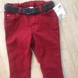 H&M red belted pants